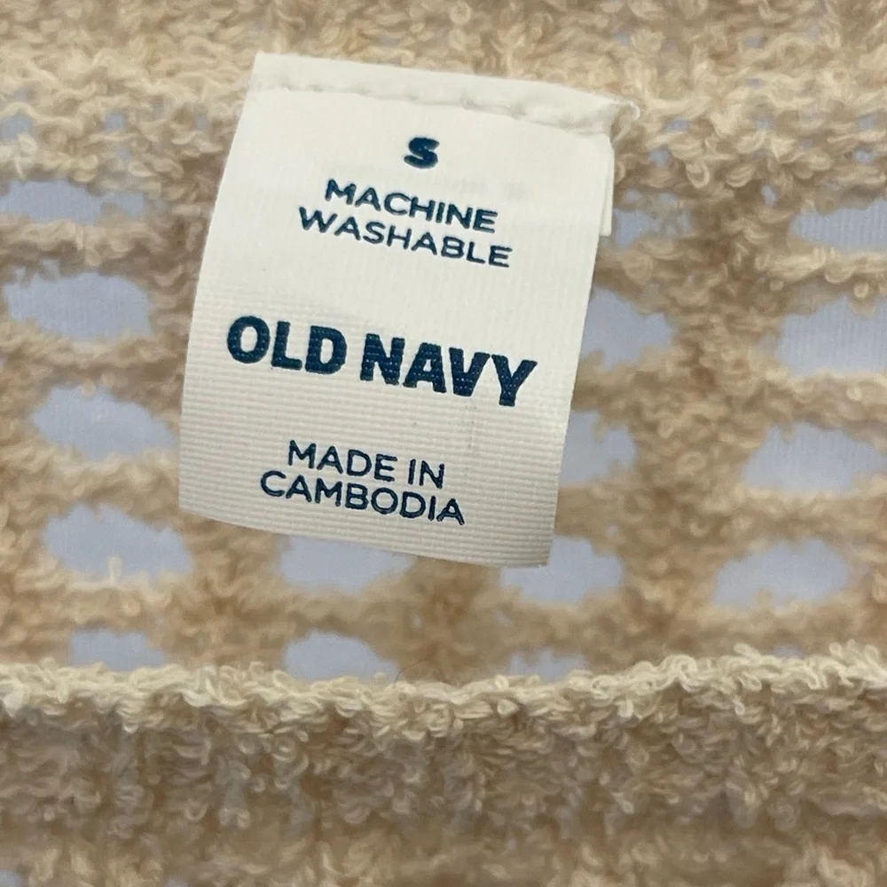 Old Navy Crochet Crop Sweater Small Cream Open Knit Boho Beachy NWT